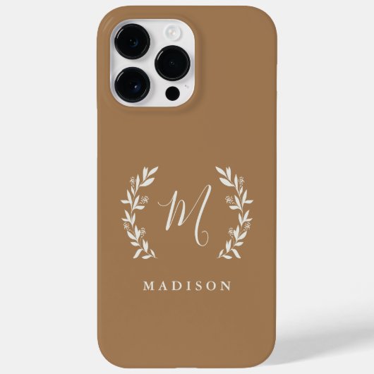 Rustieke laurier script monogram naam Case-Mate iPhone case (Achterkant)