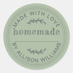 Rustieke lauriergroene zelfgebakken koekjes ronde sticker