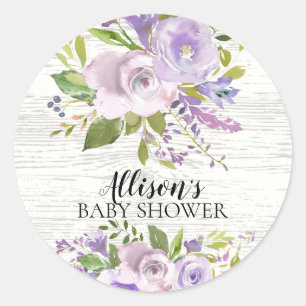 Rustieke Lavendel Bloemen Baby shower Envelope Sea Ronde Sticker