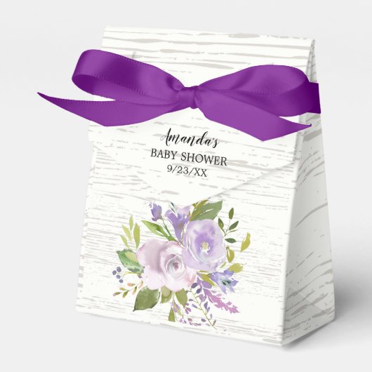 Rustieke Lavendel Bloemen Baby shower Favor Box Bedankdoosjes (Voorkant Zijde)