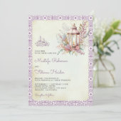 Rustieke Lavendel Bloemen Lantaarn Moslim Bruiloft Kaart (Staand voorkant)