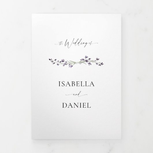 Rustieke Lavendel Eenvoudig Elegant Alles in Een H Drieluik Uitnodiging (Cover)