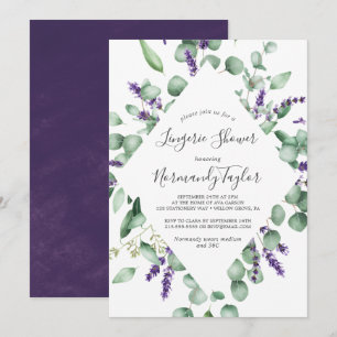 Rustieke lavendel- en eucalyptus lingerie bruidsme kaart
