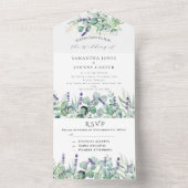 Rustieke Lavendel en Eucalyptus RSVP bruiloft All In One Uitnodiging (Binnen)