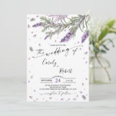 Rustieke Lavendel Floral bruiloft uitnodiging (Staand voorkant)