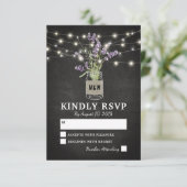 Rustieke Lavendel Mason Jar Lights Bruiloft RSVP (Staand voorkant)