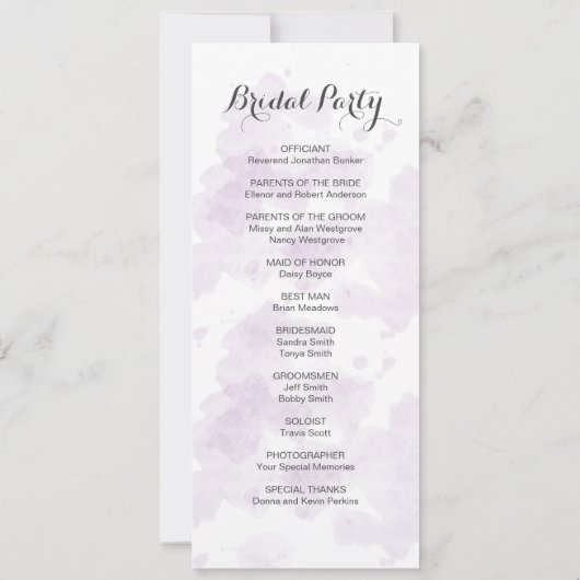 Rustieke Lavendel Paarse Bloemen Programma (Achterkant)