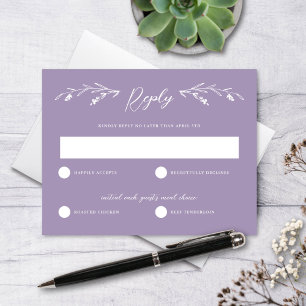 Rustieke Lavendel Paarse Wildflower bruiloft RSVP Kaart