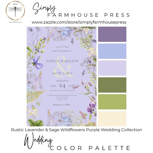 Rustieke Lavendel Sage Wildbloemen Lavendel Detail All In One Uitnodiging