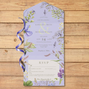 Rustieke Lavendel Sage Wildbloemen Lavendel Detail All In One Uitnodiging