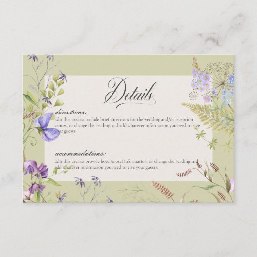 Rustieke Lavendel Sage Wildbloemen Sage Details Informatiekaartje (Voorkant)