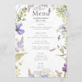 Rustieke Lavendel & Sage Wildflowers Witte Huwelij Menu (Voorkant)