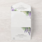 Rustieke Lavendel Waterverf Modern Romantisch Brui All In One Uitnodiging (Buitenkant)