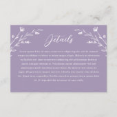 Rustieke Lavendel Wildflower bruiloft details Informatiekaartje (Voorkant)