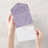 Rustieke Lavendel Wildflower krans Boho bruiloft All In One Uitnodiging (Afscheurbaar)
