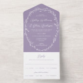 Rustieke Lavendel Wildflower krans Boho bruiloft All In One Uitnodiging (Binnen)