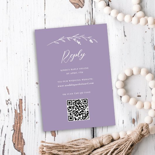 Rustieke Lavendel Wildflower Online QR Code Bruilo RSVP Kaartje