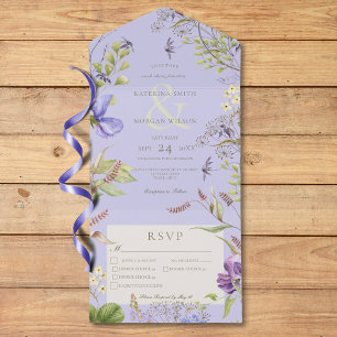 Rustieke Lavendel Wildflowers Lavendel Drie Diner All In One Uitnodiging