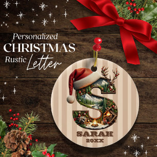 Rustieke letter S Vintage Kerst Keramisch Ornament