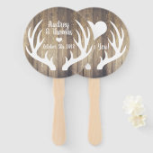 Rustieke lichte schuur hout & witte herten gewei b handwaaier (Voorkant en achterkant)