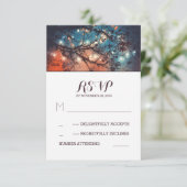 Rustieke lichten bruiloft RSVP kaarten (Staand voorkant)