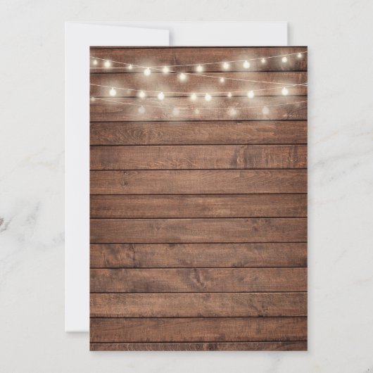 Rustieke Lichten Brunch En Bruisende Bruidsuitnodi Kaart (Achterkant)