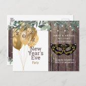Rustieke lichten en hout nieuwjaarsfeest uitnodiging briefkaart (Voorkant / Achterkant)