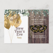 Rustieke lichten en hout nieuwjaarsfeest uitnodiging briefkaart (Voorkant)