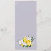 Rustieke lichten Geel Bloemenen Bruiloftsmenu Programma (Achterkant)