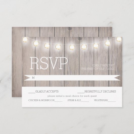 Rustieke Lichten - RSVP Menu Kaart (Voorkant / Achterkant)