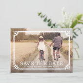 Rustieke lijst | Save the Date aankondiging (Staand voorkant)