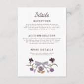 Rustieke Lila Bogen en Bloemen Trouwdetails Informatiekaartje (Voorkant)