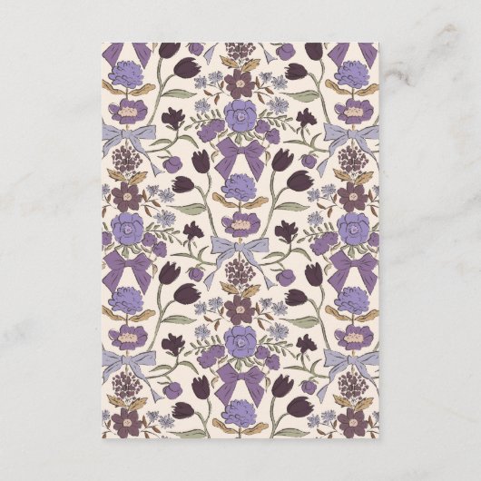 Rustieke Lila Bogen en Bloemen Trouwdetails Informatiekaartje (Achterkant)