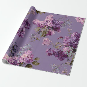 Rustieke lila botanische bloemrijke vintage boho s cadeaupapier