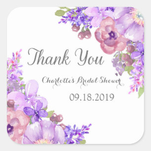 Rustieke Lila Paarse Bloemen Vrijgezellenfeest Fav Vierkante Sticker