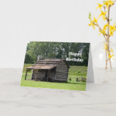 Rustieke Log Cabin Foto Verjaardag Kaart (Gele Bloem)