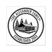 Rustieke Log Cabin Winter Sneeuw Familienaam Datum Zelfinktende Stempel (Design)