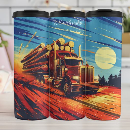 Rustieke Log Truck Snelheidsondergang Thermosbeker