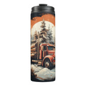 Rustieke Log Truck Winter Sunset Thermosbeker (Voorkant)