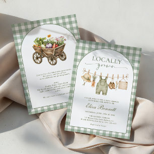 Rustieke 'Lokaal Geteelde' Boerenmarkt Baby Shower Kaart