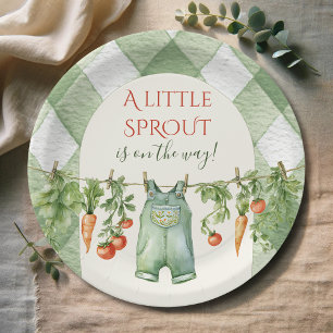 Rustieke Lokale Neutrale Spruit Baby Shower Papieren Bordje
