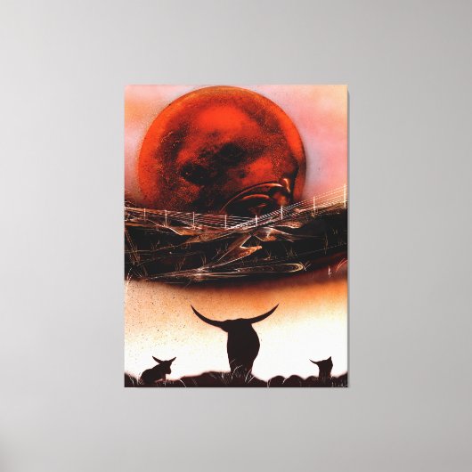 Rustieke Longhorn Ranch Canvas Afdruk (Voorkant)