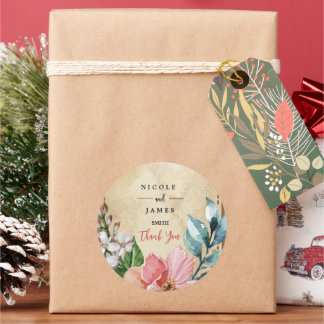 Rustieke look Waterverf Floral Ronde Sticker