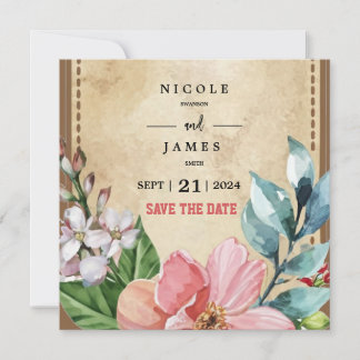 Rustieke look Waterverf Floral Save The Date