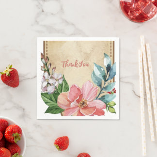Rustieke look Waterverf Floral Servet