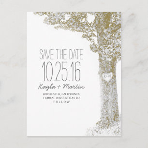 Rustieke love tree land save the date briefkaarten