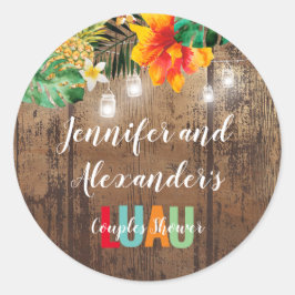 Rustieke LUAU Couples Douche Party Ronde Sticker