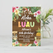 Rustieke LUAU Tropische Aloha Verjaardag uitnodigi Kaart (Staand voorkant)