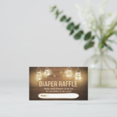 Rustieke Luier Raffle Kaart Houten verlichting pot (Staand voorkant)