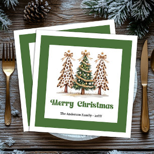 Rustieke Luipaard Kerstboom Eettafel Servetten Maa